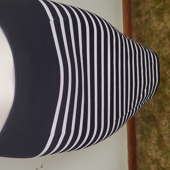 H&M Womens Navy Blue/White Nautical Striped Pencil Skirt-Back Zipper-Sz 4 - Picture 3 of 17